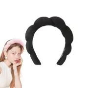 Spa Headband for Women Sponge for Washing Face Skincare Shower-Black