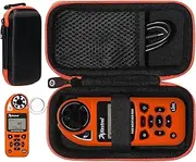 GETGEAR Weather Meter Case for Kestrel Weather Meter Compatible with Kestrel Elite, 5700/ 5700X, 5200, 5100, 5500, 2700, 3500, 3000, 3550, 2500, 1000 (Black with Orange Zipper)
