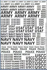 Army Navy Air Force Coast Guard Police Decals 1/25 1/35 1/32 1/48 1/72 1/144