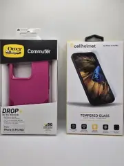 OtterBox Commuter Case (Pink) & Cellhelmet Tempered Glass - iPhone 14 Pro Max