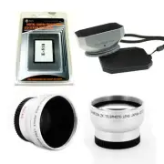 Wide+Tele Lens Kit+Hood+LCD Protector for Olympus Evolt E-510 14-42mm 1:3.5-5.6
