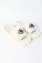 White Faux Fur Slippers 8