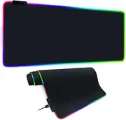 Migazelle RGB Gaming Mouse Pad Extended Desk Mat 90x40cm RGB Gaming Keyboard Pad Desk Mat Gaming Extra Large Upgrade Thickening 5mm XXL Large Pro Mouse Mat Non-Slip Rubber for PCGamer, Office (Black)
