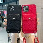 For iPhone Samsung Crossbody Card Bag Wallet Case +Strap Phone Back Cover Women