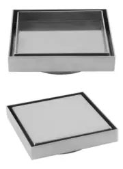 Tile Insert or Plain Lid Floor Shower Waste Grate 120x120mm 85mm Outlet