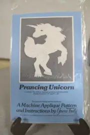 NEW 1978 Yours Truly Machine Applique Pattern "Prancing Unicorn" #3059 USA Made