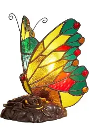 New Tiffany Style Butterfly Table Desk Lamp Plug In Stained Glass Retro Lighting