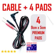 TENS EMS ELECTRODE PADS CABLE + 4 LARGE PREMIUM 9cm x 5cm PADS ⭐⭐⭐⭐⭐