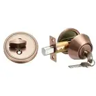 Round Door Deadbolt Lock, Single Door Locks Knob Security Red Bronze,Pack of 1