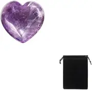 10Pcs Natural Quartz Heart Shaped Crystal Carved Love Stone Healing Gemstone (Amethyst)
