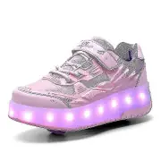Unbrand Childrens Sneakers Double-wheeled Shoes Led Light Shoes Q7 Pink 29