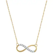 10k Yellow Gold Round Diamond Infinity Pendant Necklace 1/10 Cttw