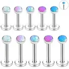5Pcs/Lot 16g Stainless Steel Labret Lip Rings Opal Labret Monroe Tragus Piercing