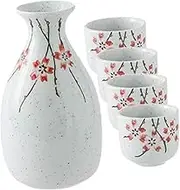 Hoement 1 Set Ceramic Sake Jug Wine Cup Ceramic Tea Cups Liquor Kettle Sake Kettle Fine Rice Wine Pot Ceramic Sake Cup Traditional Ceramic Cup Cups Pot