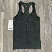 Lululemon Swiftly Racerback 2.0 Tank Top Black/Deep Coal/Clean Green Size 6 NWT