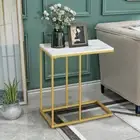 Contemporary Metal＆ Sintered Stone C Accent Table Sofa Snack Coffee Side Table