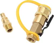Gas Quick Connect Fitting 1/4 Inch Gas Quick Release Adapter with Shut Off Valve for Gas Grill RV Pizza Ovens Generators Patio Fire Pit