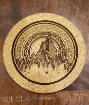 CELTIC MAGIC MOUNTAIN Laser Engraved Cork Hot Pad Trivet