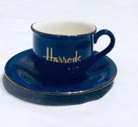 在飛比找Yahoo!奇摩拍賣優惠-英國 Harrods 哈羅斯 藍色 深藍 馬克杯 咖啡杯 花