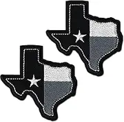 Black Texas Flag Patch, Embroidered Texas State Patch Iron On or Sew On (2-Pack)