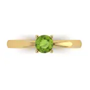 0.5Ct Round Cut Natural Peridot Solid Gold Solitaire Engagement Promise Ring
