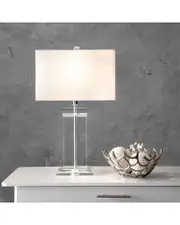 nuLOOM 25in Tara Crystal Ionic Column Cotton Shade Table Lamp