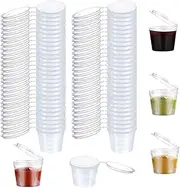 50 Pcs Round Food Container Pots with Lids,Reusable Salad Dressing Container Containers,Clear Small Deli Pot Restaurants Takeaways Containers for Small Dips Chutney Ketchup Salads（25ml）