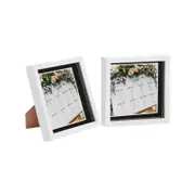 Nicola Spring 2 Piece 8 x 8 3D Shadow Box Photo Frame Set - Craft Display Picture Frame with 6 x 6 Mount - White