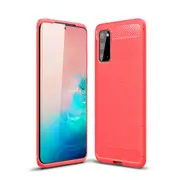 MCC Slim Samsung Galaxy S20 Carbon Fibre Soft Carbon Case Cover S 20 G981 [Red]