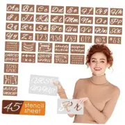 Alphabet Stencils 45 Pc Plastic Kit - 3 Alphabet Sets, Numbers, Symbols,