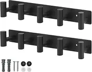 Hat and Coat Wall Mount Rack, XICEN 5 Hooks for Robes, Bags, Keys, and Towels, Bathroom Towel Hanger Organizer (Black-2 Pack)