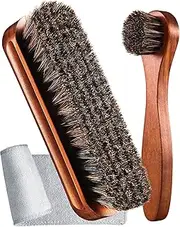 Youngjoy 3 Pieces Horsehair Shine Shoes Brush kit Polish Dauber Applicators (F)