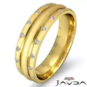 Dome Matt Polish Ring Eternity Mens Wedding Diamond Band 18k Yellow Gold 0.17Ctw