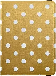 [Amooorous] Cartoon Dot Gold Leather decorative family passport holder Travel Documents Organizer Protector Passport Cover with RFID Blocking Ultra Slim, Cartoon dot gold, 1 size