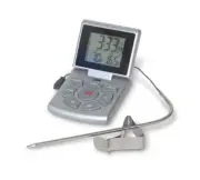 CDN Stainless Steel Combo Probe Thermometer with Timer & Clock Magnetic Silver