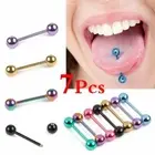 Bar Tongue Bars D Tounge Rings Body Jewelry Piercing 7 PCS Colorful Steel