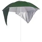 Green Beach Parasol with Side Walls 215cm Outdoor Sunshade Umbrella Portable