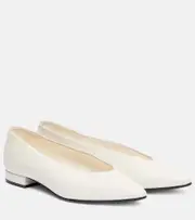 [Loro Piana] Loro Piana Rebecca leather ballet flats AU 6 white