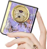 for Samsung Galaxy Z Flip 5 Case for Women Girls,Galaxy Flip 5 Phone Case Cute Bling Diamond Butterfly Flower Stand,Plating Pearl Hard Back Soft Silicone Girly Cover for Samsung Z Flip 5 (Purple)