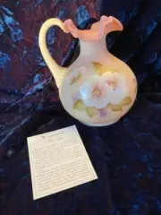Fenton Burmese Pitcher Handpainted Signed Celebrating 56 Years Bill Fenton