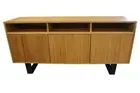 HUMFRI SOLID ELM TIMBER BUFFET/SIDEBOARD 3 DOORS METAL BASE NATURAL/BLACK