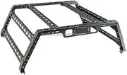 Universal Roof Rack Cross Bar Iron Black Pole Pickup Rear Bucket Modified Roll Cage Adjustable with Lights