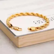 316l Stainless Steel Rope Chain Bracelet Titanium Steel 18k Gold Plated Bangle