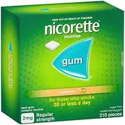 Nicorette 2mg Quit Smoking Regular Strength Freshfruit Nicotine Chewing Gum, 210 count, Pack of 210