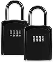 (Pack of 2) Key Lock Box for Outside - Key Safe Lock Box - Key Lockbox With Code - 5 Keys Storage Box with Removable Shackle For Indoor & Outdoor Hang