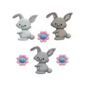 Bunny Trail - Shelly's Buttons - Easter Rabbit Buttons - Craft Sewing Scrap