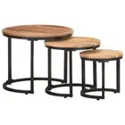 vidaXL Side Tables 3 pcs Solid Acacia Wood BBT