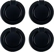 4Pcs Flush Ring Pull Round Recessed Pull Handle Knob Finger Flush Pull Handle Hidden Concealed Plane Drawer Door Pull, Zinc Alloy 1.38" Hole Centers (Matte Black)