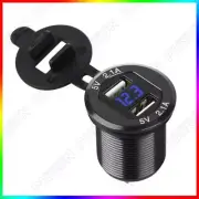 12V Dual USB Port 4.2A Cigarette Lighter Charger Socket LED Digital Voltmeter 1x