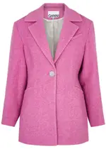 Ganni Wool-blend Blazer - Pink - 36 (UK8 / S) 36 (UK8 / S)